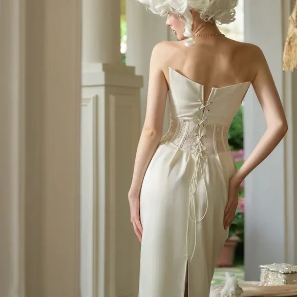 Victorian Style Strapless Corset Gown - Picture 8 of 9